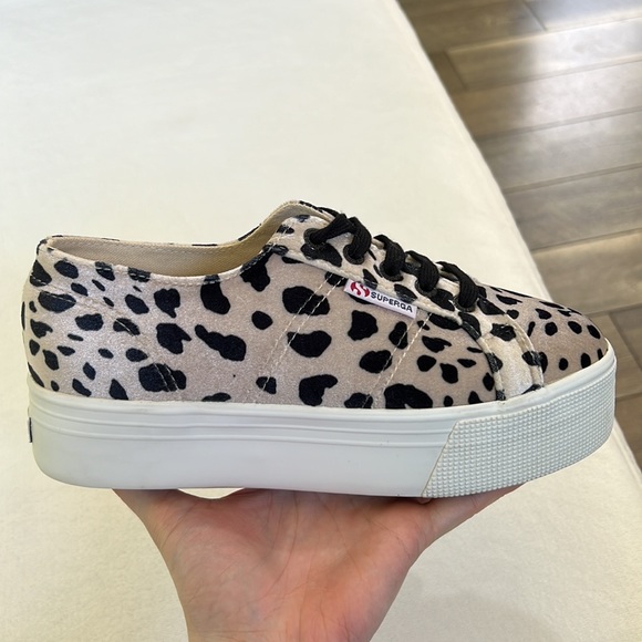 ~90s vibe~ Superga Leopard Animal Print Velvet Velour Platform Sneakers 38 - Picture 6 of 11